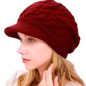 Delux Eool Red Burgundy Knitted Winter Hat